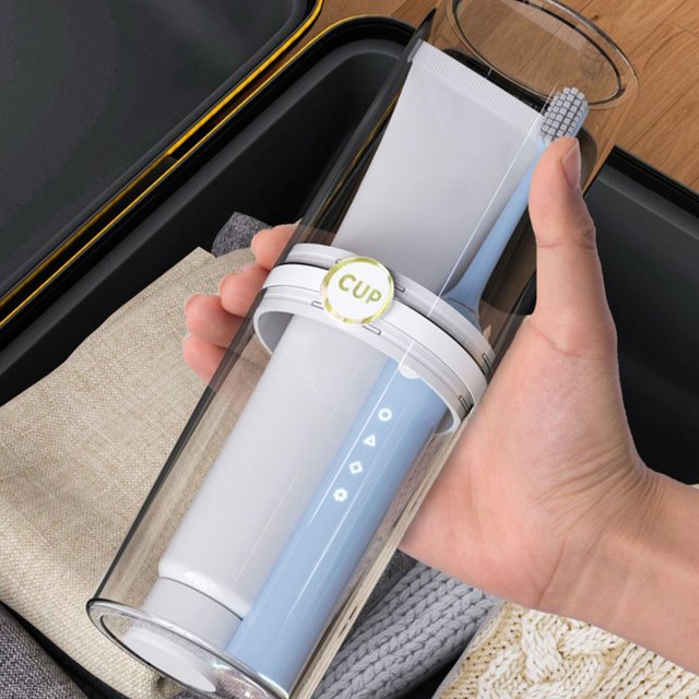 2-in-1 Travel Toothbrush Holder Cup 2-In-1 Wash Storage Transparent Design Suitable for School Outing Camping