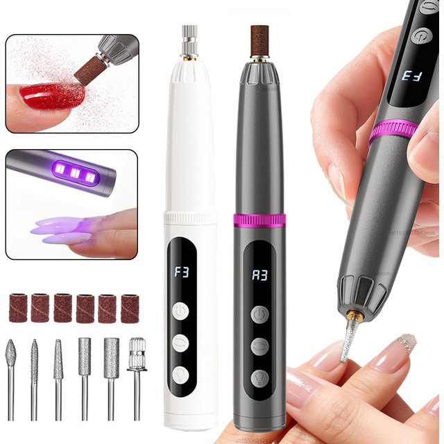 Nail Drill Machine Electric Nail Polisher with UV LED Nail Lamp Electric Nail Sander File for Manicure Professional Nail Drill