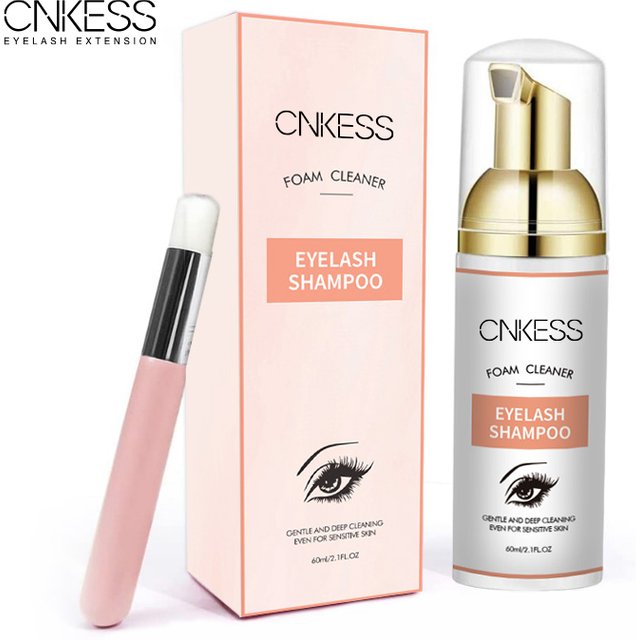 CNKESS Handmade Sensitive Shampoo Kit for Eyelash Cleaning Custom Packaging with Box and Brush Synthetic Eyelash Beauty Cleaner
