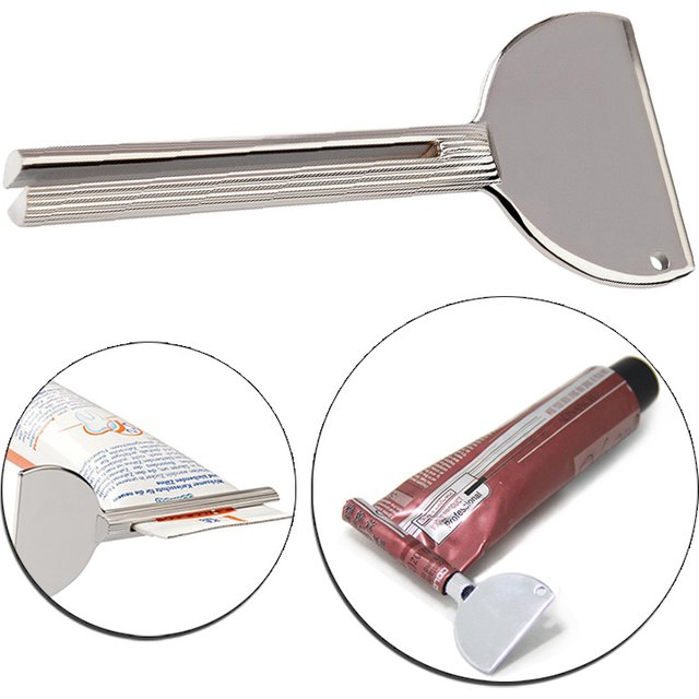 1 Pc Stainless Steel Toothpaste Squeezer Facial Cleanser Toothpaste Dispenser Squeezer Rolling Tube Metal Bathroom Tools