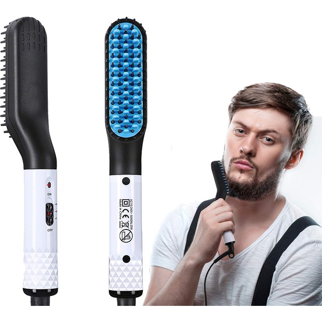 Portable 2 In 1 Electric Heated Brush Hair Straightener Straightening Men Quick Styler Beard Comb Electric Comb For Hair