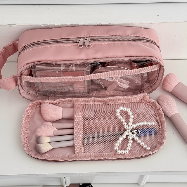 Portable Cosmetic Bag, Large Capacity Travel Makeup Case Organizer, for women Toiletry Bag for Traveling with Handle and Divider