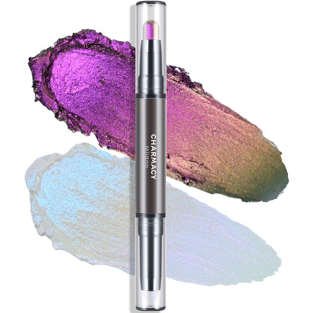 CHARMACY Double End Multichrome Eyeshadow Sticks Highlighter Waterproof Shimmer Eyeshadow 6 Color Stereo Eye Makeup Cosmetics