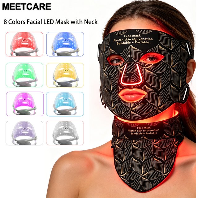 8‑Color LED Facial Mask 850nm Near Infrared Red Light Home Face Beauty Device for Pore Care Oil Control Skin Tightening