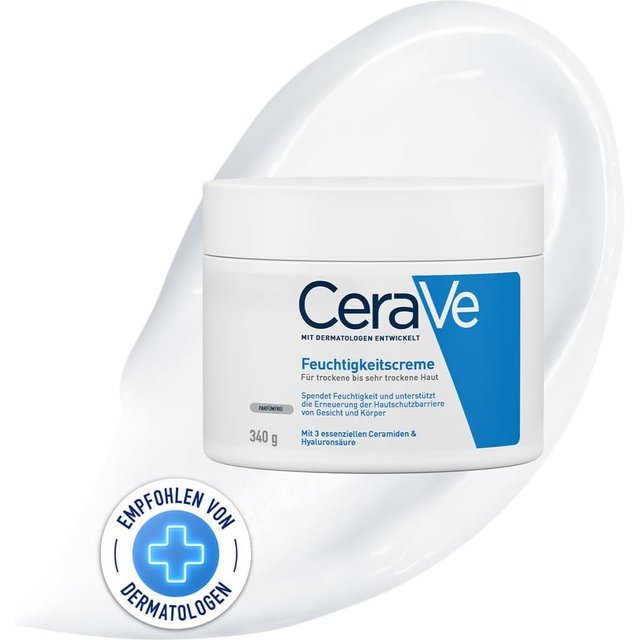 CeraVe Moisturising Cream 340g Fragrance‑Free Daily Face & Body Cream with Ceramides for Dry Skin Care