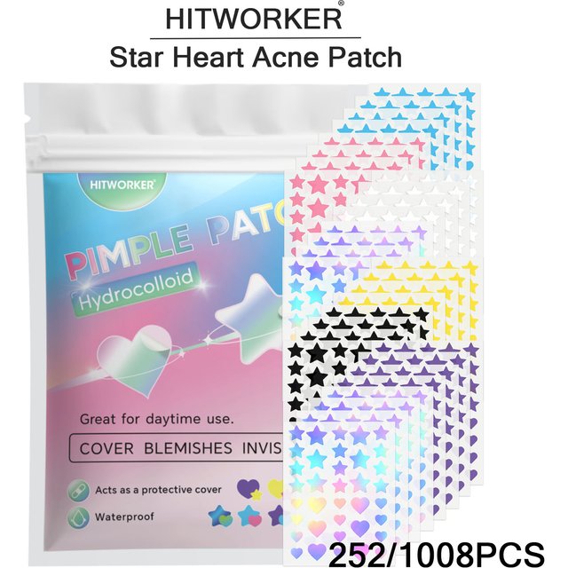 252/1008PCS Star Heart Shape Hydrocolloid Pimple Patch Acne Spot Cover Cute Blemish Stickers Oil Absorbing Face Care