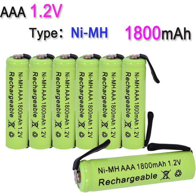 AAA 1.2V 1800mAh Ni-MH with Solder Tabs rechargeable battery cell, for Electric Shaver, Razor, Toothbrush etc