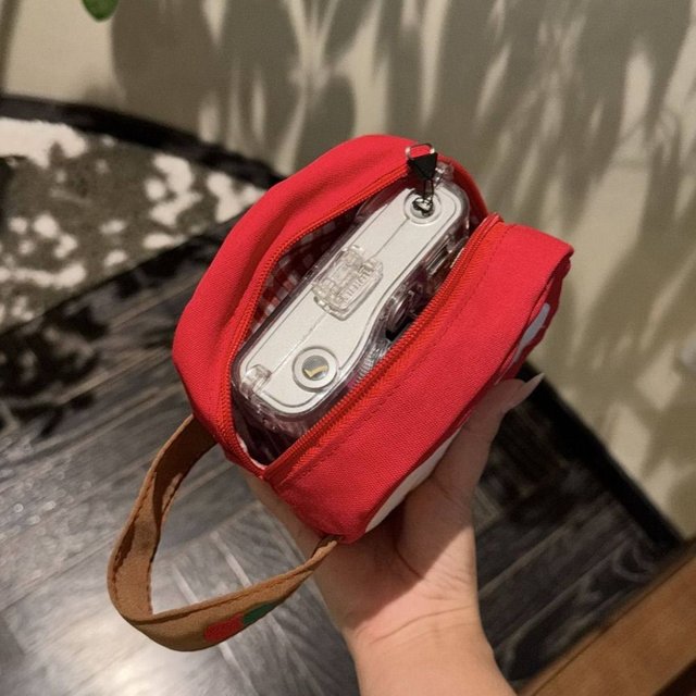 New Fruit Embroidery Camera Bag with Handle Large Capacity Toiletry Bag Multifunctional Canvas Makeup Bag Travel