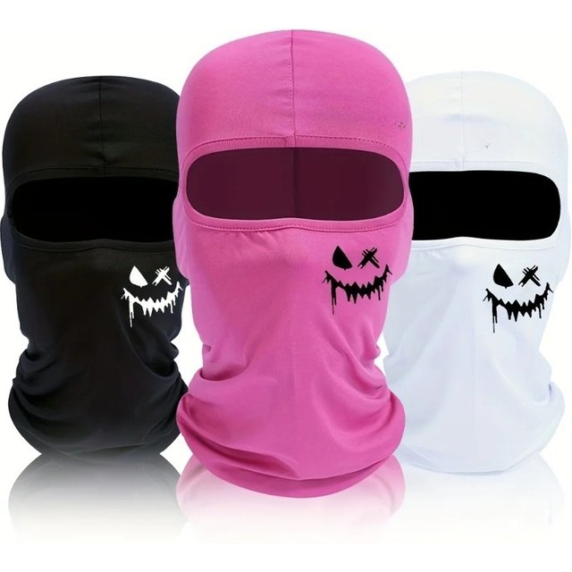 Smiling Face Print Balaclava Face Mask, Summer Cool Neck Cover, Motorcycle Skiing Scarf, Unisex