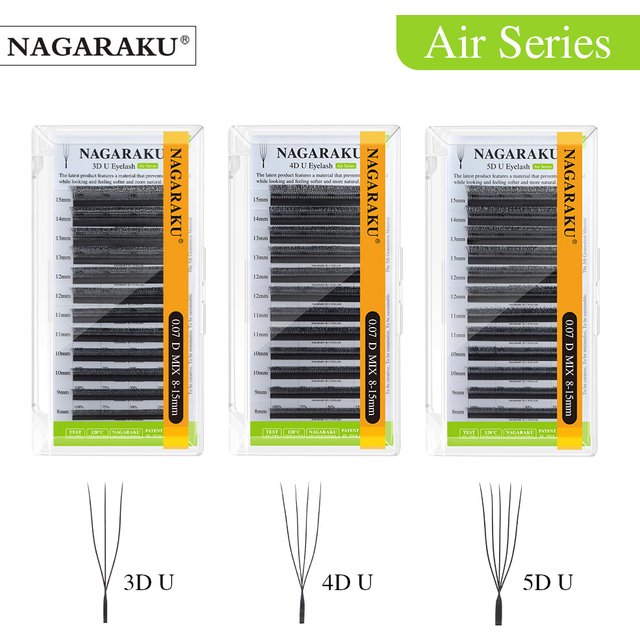 NAGARAKU U Shape 3D/4D/5D Soft Light Natural Eyelash Extensions Fluffy Mink Faux Fur Parallel Makeup Supplies