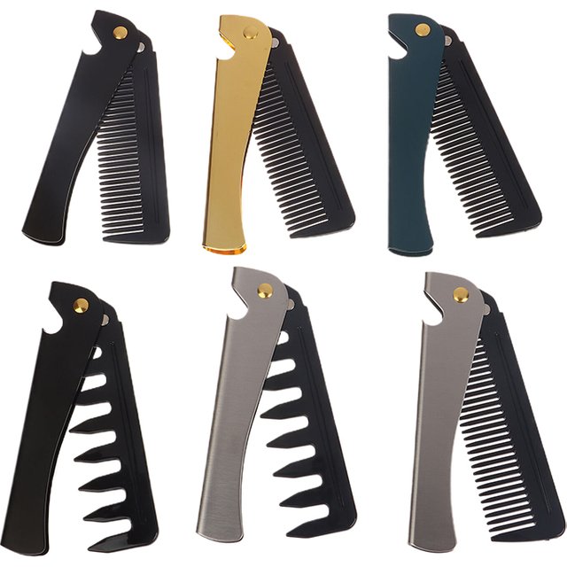 Pocket Folding Combs Wide Tooth Oil Head Beard Combing Barber Hair Clipper Comb Salon Hair Styling Tool