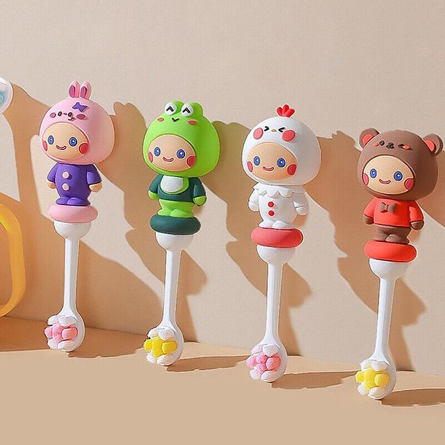 Kids Toothbrushes Soft Bristle Children's Toothbrush Rabbit Bear Silicone Brush Head Toothbrush Oral Teeth Cleaning for Kids