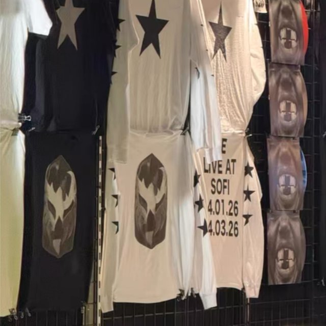 Black White Cotton Oversize Kanye Bully Long Sleeve Tshirt Face Mask Pentagram Round Neck Tops Street Men Women Casual Outfit