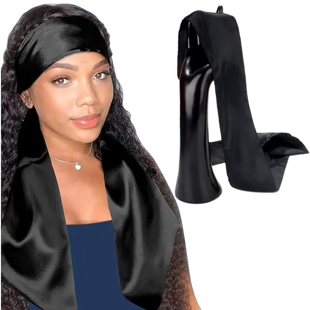 Satin Edge Laying Scarf 1pcs- Edge Wrap for Lace Frontal Wigs Non Slip Hair Wrap Wigs Grip Band for Makeup, Facial, Yoga,Sport