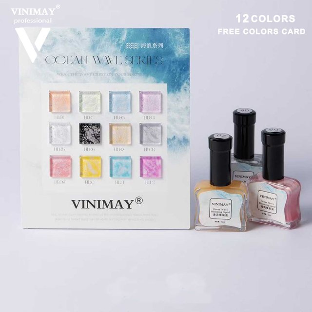 VINIMAY Sea Wave Blooming Gel Nail Polish Magic Smudge Bubble Gel Nail DIY Varnish Manicure Decoration Nail Art For Salon 12pcs