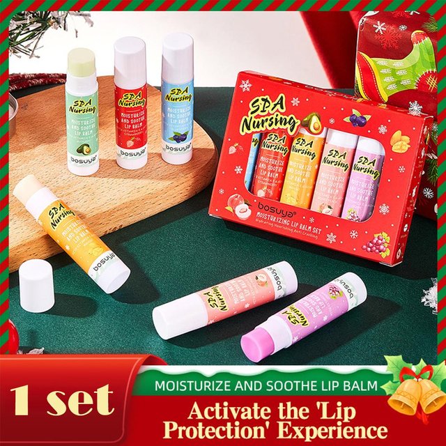 6pcs Fruit Flavored Lip Balm Set Holiday Gift Box Deep Moisturizing Lip Care for All Skin Types Say Goodbye to Dry Lips