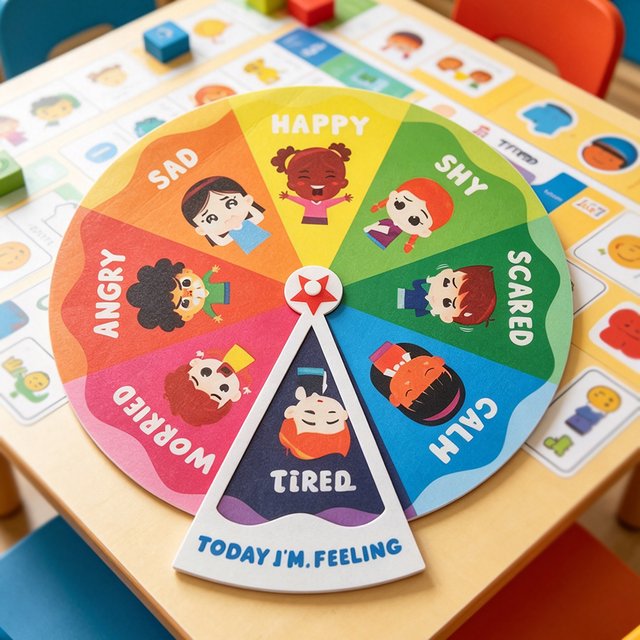 Disque d'expression des émotions en feutre, Mon disque des sentiments, Tableau interactif d'apprentissage des expressions faciales, Outil de psychologie émotionnelle