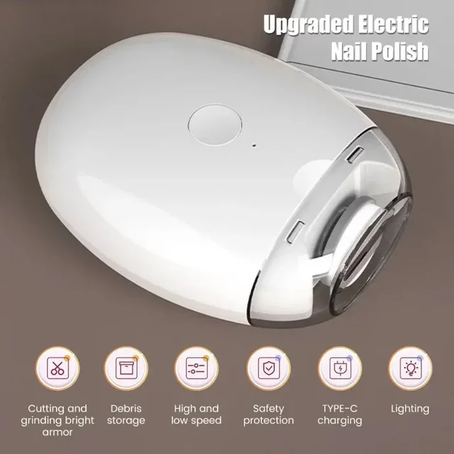 2 IN 1 Electric Nail Clipper Cutter With LED Light Automatic Nail Grinder Trimmer For Baby Adult Mini Manicure Tools Nail Care