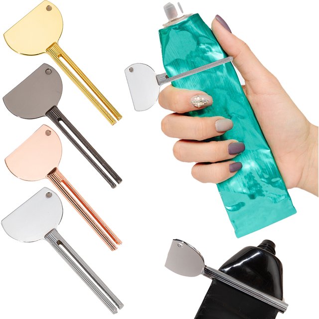Toothpaste Squeezer Toothpaste Roller Tube Stainless Steel Rolling Toothpaste Squeezer Reduce Waste Multifunctional for Bathroom