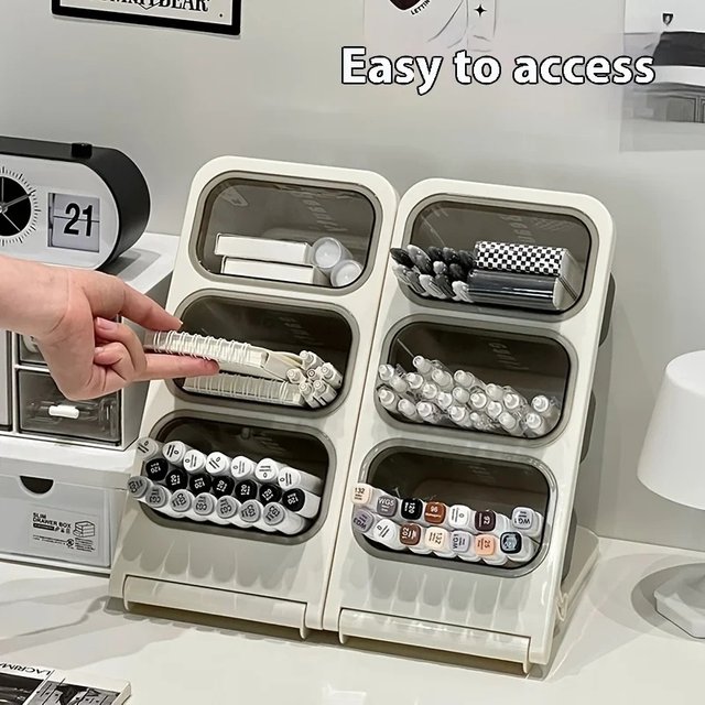 Large Capacity Desk Organizer Pen Holder Oblique Pencil Storage Box Desktop Stand Case for School Office Stationery Makeup