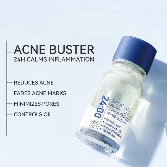 Salicylic Acid Essence Treatment Lotion Drying Lotion Face Serum with Cotton Swab Fade Acne Scars Minimize Pores for Skin-Smooth