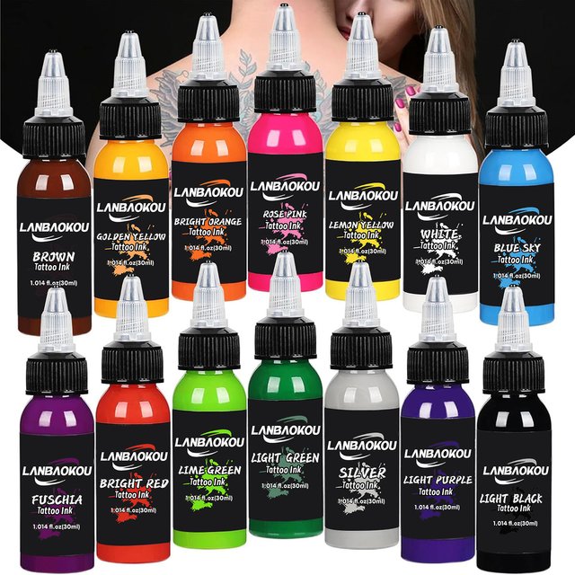30ml 14colors Tattoo Ink PigmentSet with Body Art Tattoo Kits Professional Beauty Paints Makeup Tattoo Supplies Semi-permanent