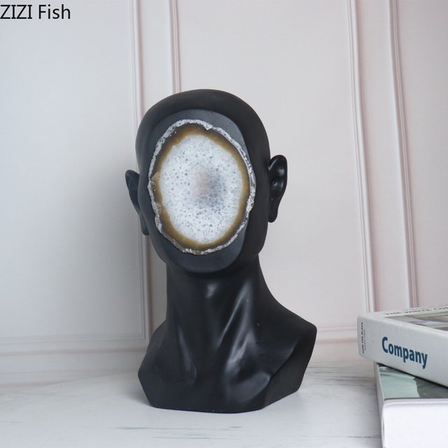 Agate Facial Resin Art Sculpture Character Ornament Statue Model Figurines Display Decoration Crafts Room Aesthetic Decor