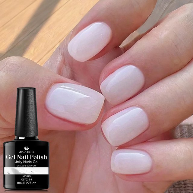 8ml Milky White Gel Nail Polish Opal Jelly White Translucent Color Nails Art Manicure Soak Off Semi Permanent Need UV Light Cure