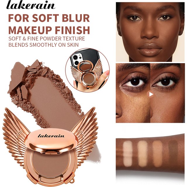 Angel Wings Powder Phone Grip Fine Soft-focus Powders Soft Blur Makeup Finish Oil Control 2 IN 1 Phone Grip & Pressed Powder