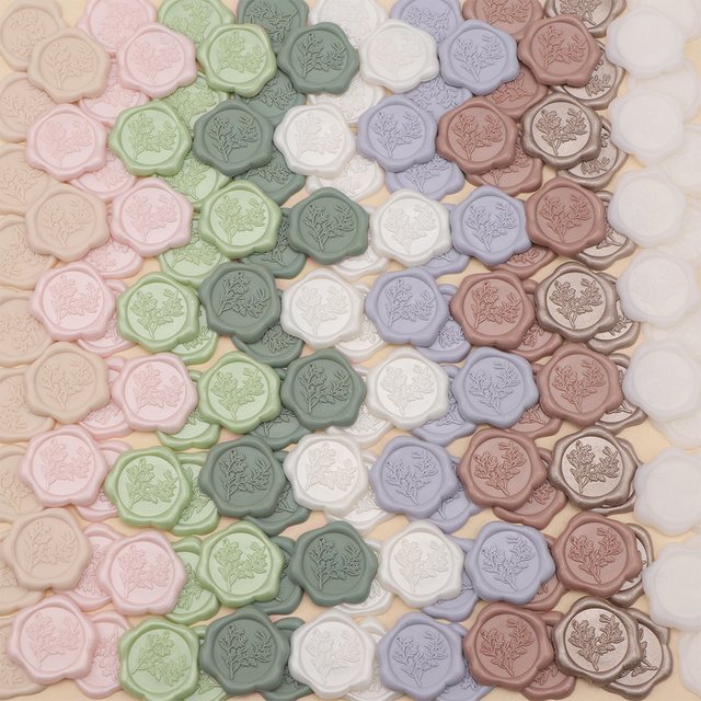 Vintage Eucalyptus Wax Seal Stickers 25Pcs - Blush Pink Self-Adhesive, for Wedding Invitations, Gift Wrapping, Christmas & Party