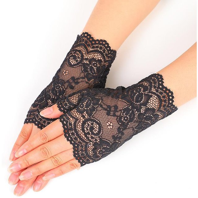 1Pair Charm Sexy Lady Women Lace Driving Sunscreen Glove Mittens