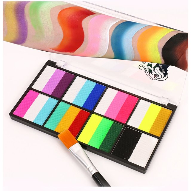 8 Colours Water-Soluble Rainbow Palette Children's Face Body Paint, Halloween Stage Makeup Body Paint Pigments Face Makeup