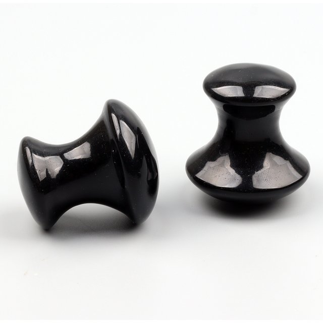 Obsidian Mushroom Face Care Massager Natural Crystal Gua Sha Tool Massage Head Eye Skincare Scraper Wrinkle Beauty Products