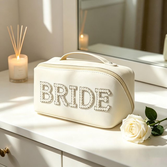 1pcs Pearl Bride To Be Cosmetic Bag Bridal Makeup Pouch Wedding Honeymoon & Bachelorette Gifts Wedding Decoration Party Supplies
