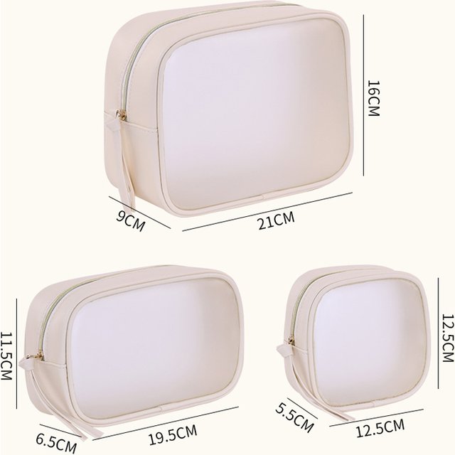 PVC Matte Semi-Transparent Cosmetics Bag - Large Capacity Luxury Makeup Organizer, Women's Travel Wash Bag Essentials