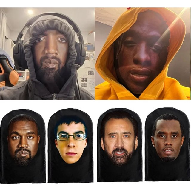 Interesting 3D Printed Seamless Ronaldo Kanye Mask Hat Cosplay Facial Mask Party Cosplay Props Mascaras Halloween Mask