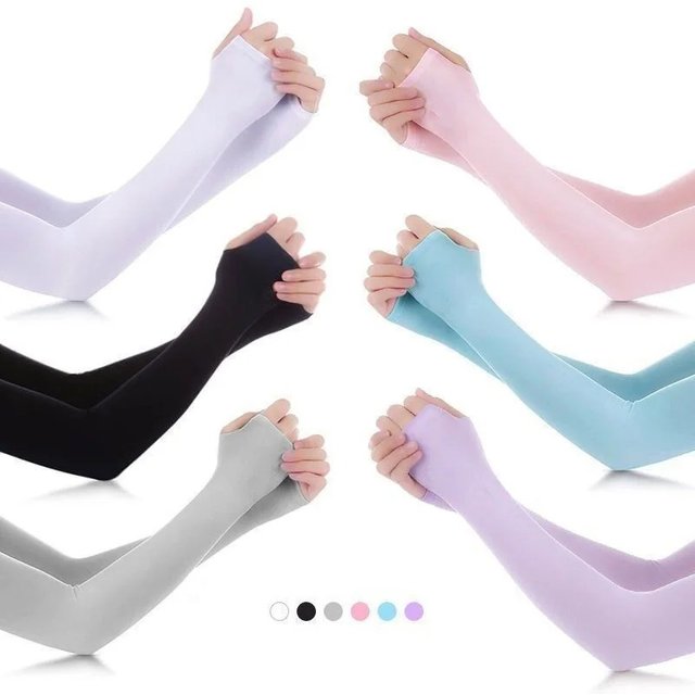 1Pair Ice Silk Sleeve Sunscreen Cuff Arm Sleeves Uv Sun Protect Anti-Slip Summer Men Women Gloves Outdoor Riding Arm Cover