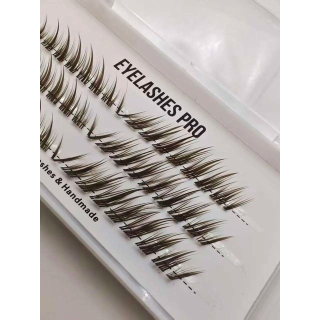 Brown LQHX DIY Hand Made Eyelash Extension Segmented Flase Lashes Lash Bundles Soft Ribbon Strip Eyelashes Makeup Lashes
