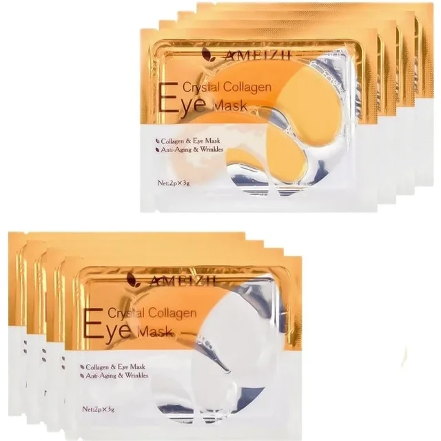 10p=5pairs Crystal Collagen Gold Powder Eye Mask Anti-Aging Dark Circles Acne Beauty Patches For Eye Skin Care Korean Cosmetics