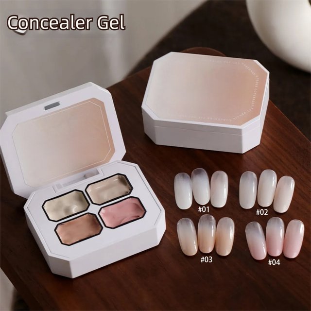 MIANEL NEW 4-Grid Concealer & Blending Gel – Nude Shade for Covering Free Edges and Blending Gradients.