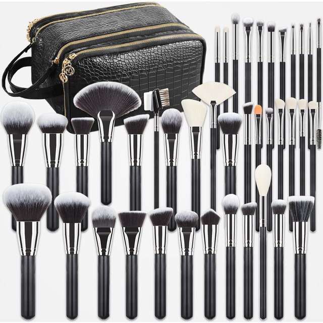 40/30/25/22Pcs Professional Makeup Brush Set with Crocodile Storage Bag,Blush Highlight Eyeshadow Brushes for Daily Stage Makeup