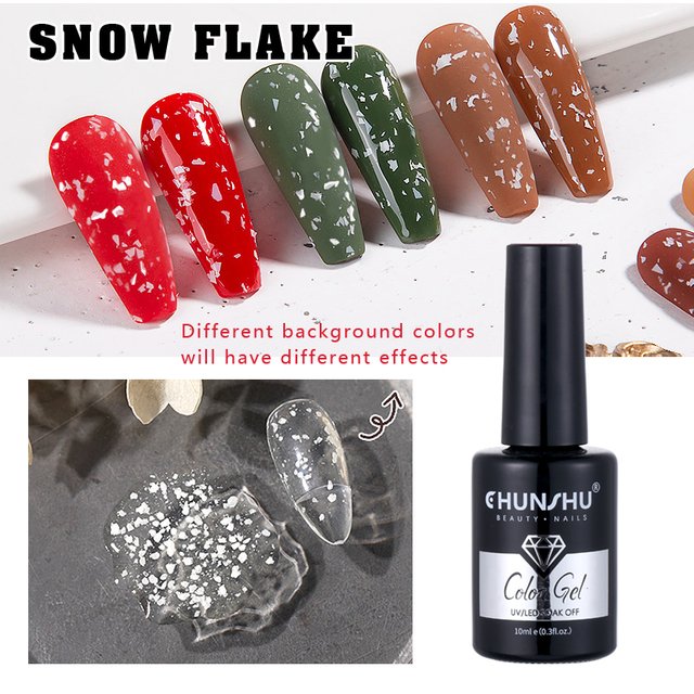 Nail Gel 10ml Eggshell Gel Nail Polish Quail Egg Effect Snow Fakes UV Gel White Black Material Gel With Any Color Base For Nails