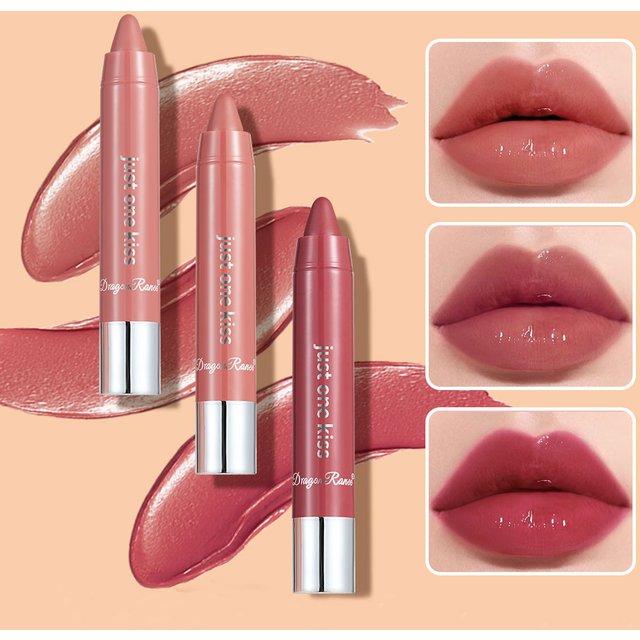 Bright Lipstick Easy to Color Lipstick Color Moisturizing Lip Gloss Easy to Color Lip Glaze Rotating Bright Lipstick Pen Lip Gloss Lipstick European and American Style Nude Brown Red Pink Lipstick