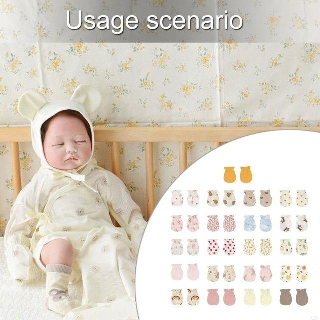1 Pair Newborns Cotton Mittens Elastic Wrist Scratch Prevention Soft Infant Hand Protectors For Delicate Skin Care A2UB