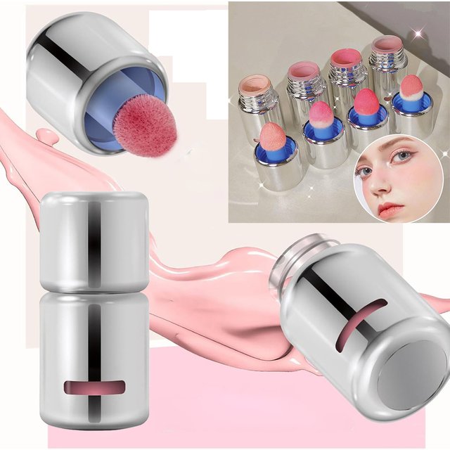 Jelly Color Liquids Blush with Sponge Head Highlight Contour 3 in 1 for women, Matte Nude Makeup Blusher Cream Moisturizing