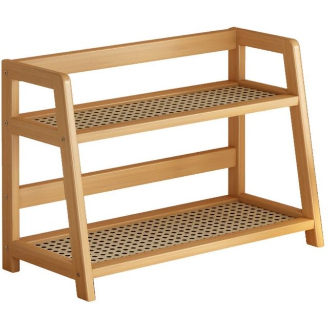 Wooden Storage Shelf for Kitchen Rattan Desktop Organizer Display Rack Spice Rack for Countertop Makeup Organizer