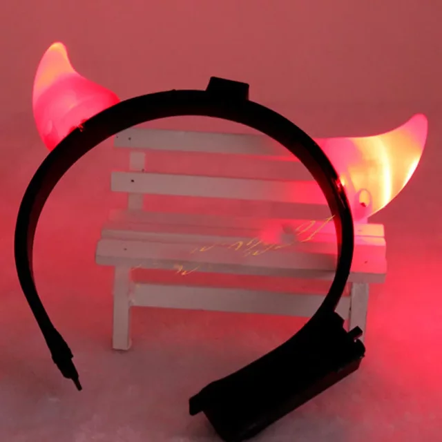 1pcs Red Women Girls Boy Light Up Glow Horn Devil Demon Headband Makeup Party Ball Animal Ear Props Wedding Halloween