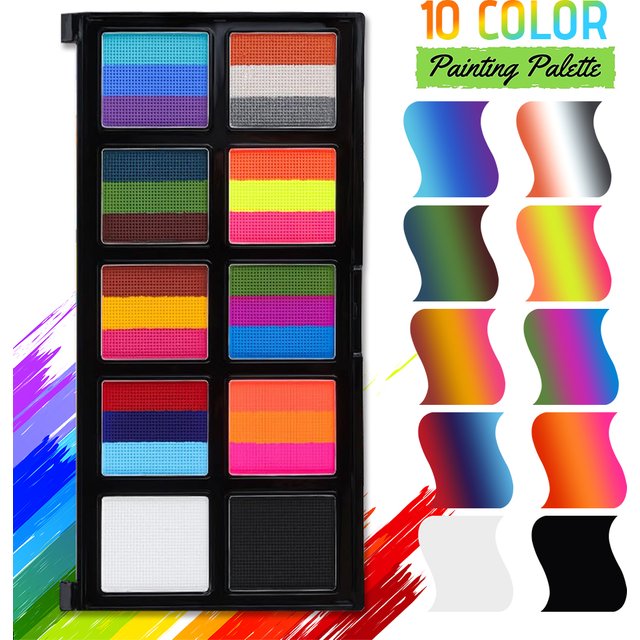 Body Face Painting Kit for Kids Adults,10 Color Face Makeup Palette with Brush,Halloween Carnival Artist Cosplay Art Party