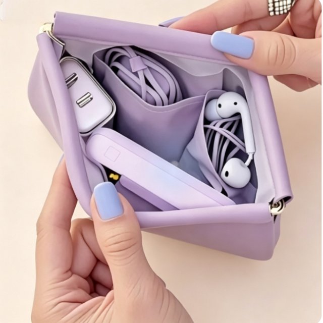 Mini Portable Storage Pouch for Headphones, Coins, Lipstick | Auto Close PU Bullet Storage Bag