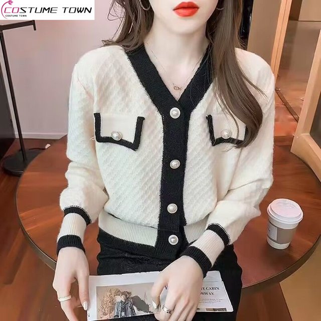 Cardigan pull femme 2024 printemps et automne nouveau Style petit manteau parfumé col en v court